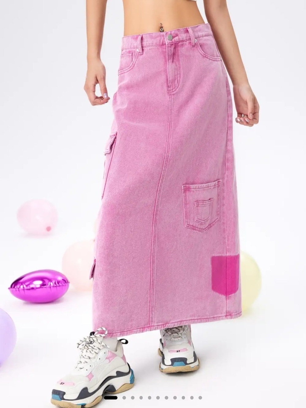 Cider Pink Denim Maxi Skirt